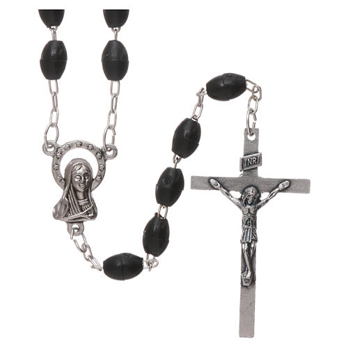 Rosary in plastic 5x3 mm grains, black 1