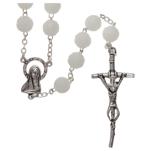 Rosary in plastic and phosphorite with 6x6 mm grains 1