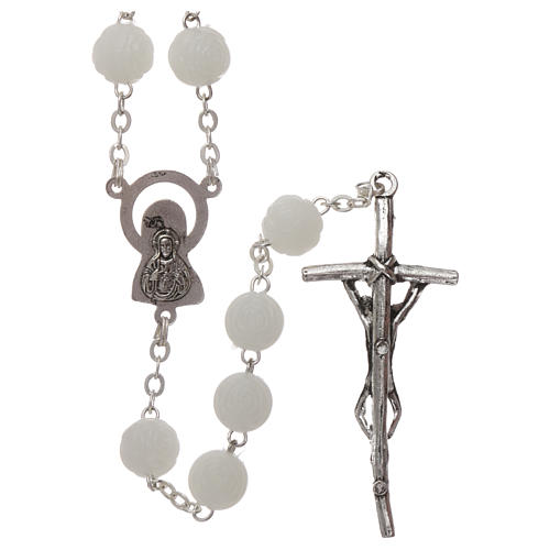 Rosary in plastic and phosphorite with 6x6 mm grains 2