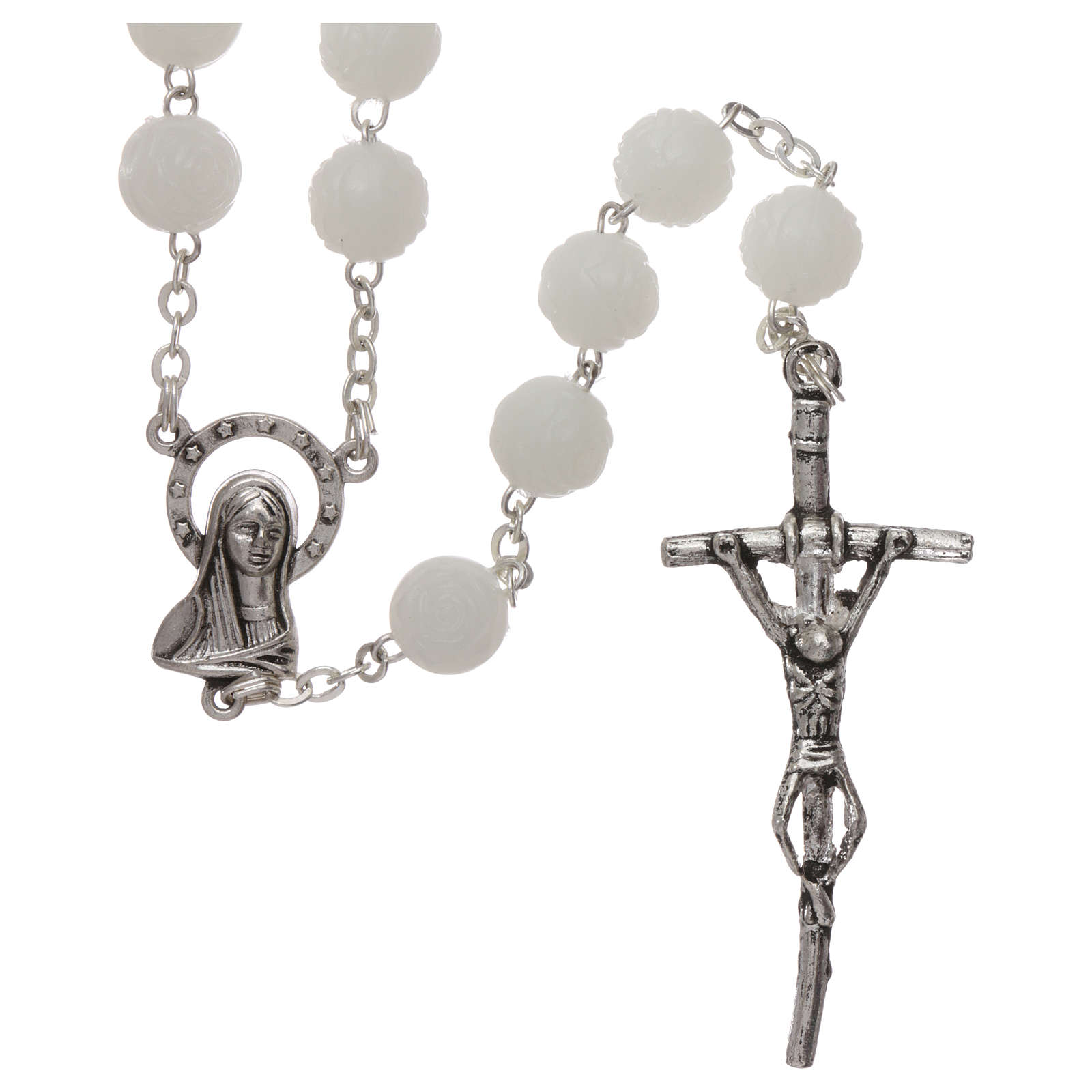 Souvenir De Baptême Avec Chapelet élastique Et Prière - Cadeau Baptême Fille Rose - Perles Verre Nacré Et Croix Bois
