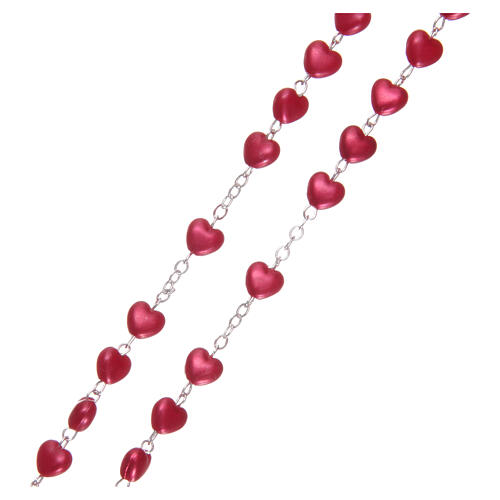Rosenkranz mit roten Perlen aus Kunststoff in Herzform, 4 mm 3