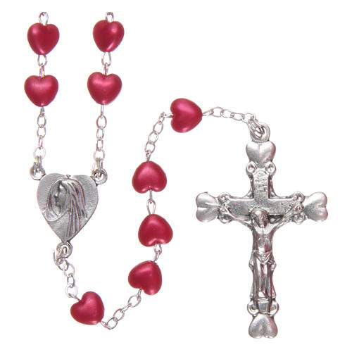 Rosary in plastic with 3x4 mm grains, ruby red 1