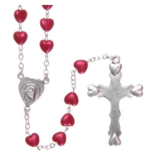Rosary in plastic with 3x4 mm grains, ruby red 2