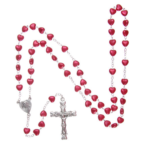 Rosary in plastic with 3x4 mm grains, ruby red 4