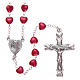 Rosary in plastic with 3x4 mm grains, ruby red s1