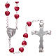 Rosary in plastic with 3x4 mm grains, ruby red s2
