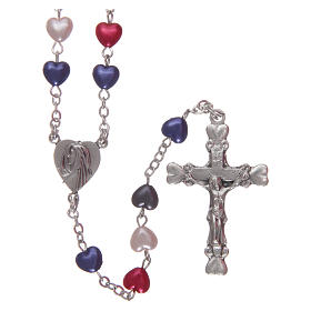 Rosary in plastic with 3x4 mm grains, multicolour
