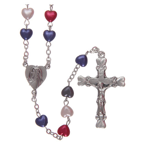 Rosary in plastic with 3x4 mm grains, multicolour 1