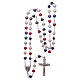 Rosary in plastic with 3x4 mm grains, multicolour s4