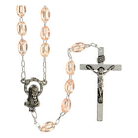 Rosary in plastic with 5x3 mm grains, pink