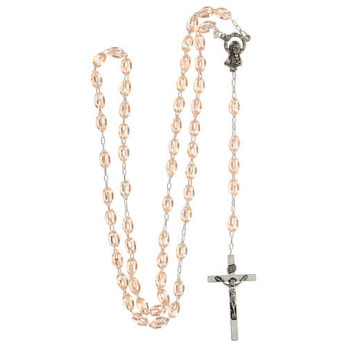 Rosary in plastic with 5x3 mm grains, pink 4