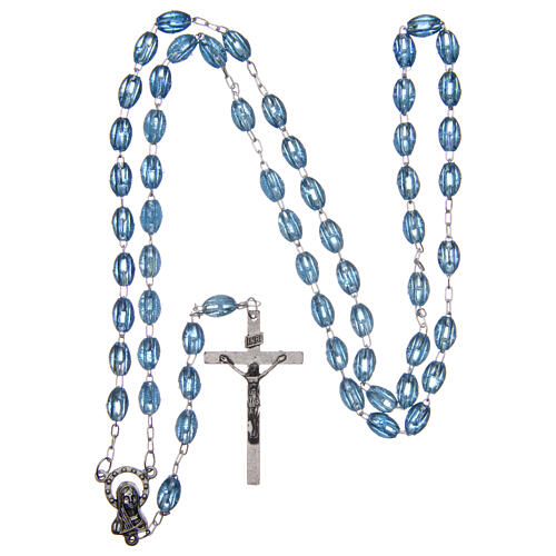 Plastic rosary 5x3 mm oval light blue beads 4