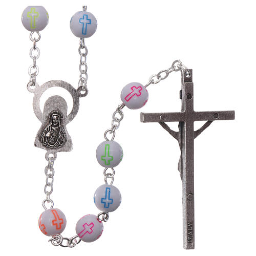 Plastic rosary round beads cross image 5 mm 2