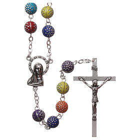 Rosary in plastic with 5x5 mm grains decorated with glitter
