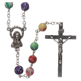 Rosary in plastic with 4x4 mm grains, multicolour