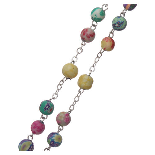 Rosary in plastic with 4x4 mm grains, multicolour 3