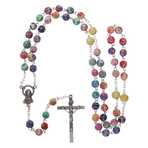 Rosary in plastic with 4x4 mm grains, multicolour 4