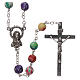 Rosary in plastic with 4x4 mm grains, multicolour s1