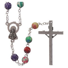 Plastic rosary with round multicolored beads 4 mm