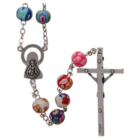Rosary in plastic with 5x5 mm grains, multicolour