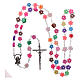 Rosary in plastic with 5x5 mm flower-shaped grains, multicolour s4