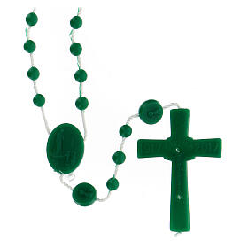 STOCK Rosenkranz, grüne Kunststoffperlen auf Nylonkordel, Gottesmutter von Fatima, 4 mm