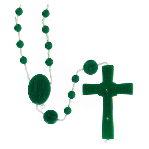 STOCK Rosenkranz, grüne Kunststoffperlen auf Nylonkordel, Gottesmutter von Fatima, 4 mm 2