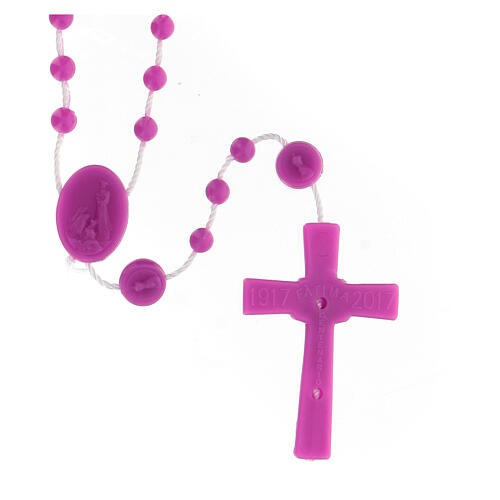 STOCK Rosenkranz, violette Kunststoffperlen auf Nylonkordel, Gottesmutter von Fatima, 4 mm 2