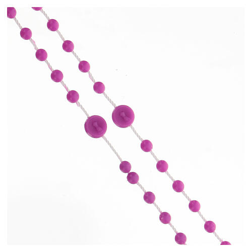 STOCK Fatima rosary with purple beads, nylon, 4 mm 3