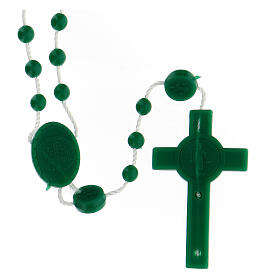 STOCK Rosenkranz, grüne Kunststoffperlen auf Nylonkordel, Heiliger Benedikt, 4 mm