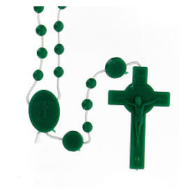STOCK Saint Benedict's rosary with green beads, nylon, 4 mm