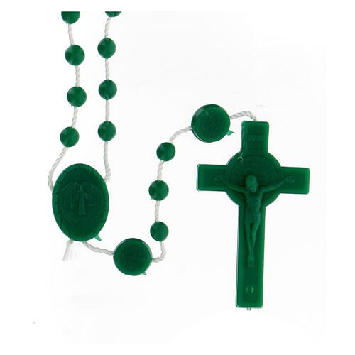 STOCK Saint Benedict's rosary with green beads, nylon, 4 mm 1