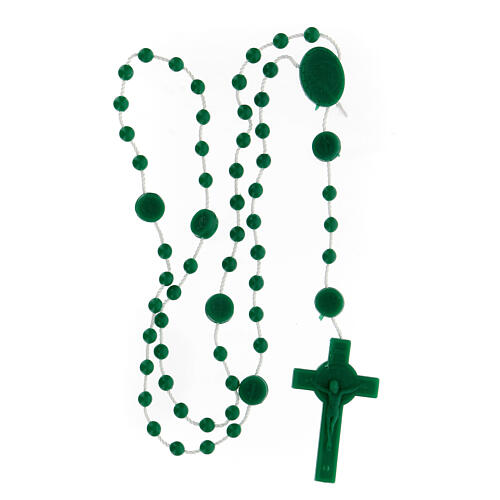 STOCK Saint Benedict's rosary with green beads, nylon, 4 mm 4