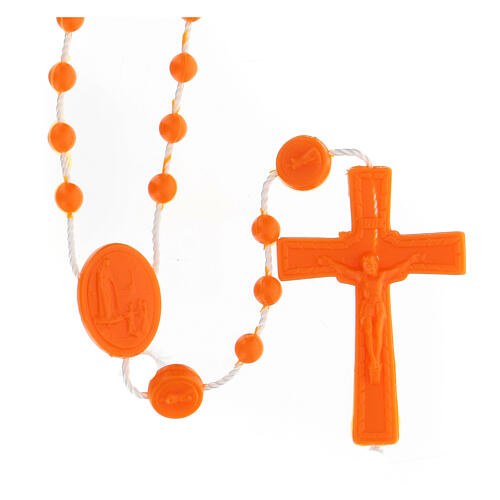 STOCK Rosenkranz, orange Kunststoffperlen auf Nylonkordel, Heiliger Benedikt, 4 mm 1