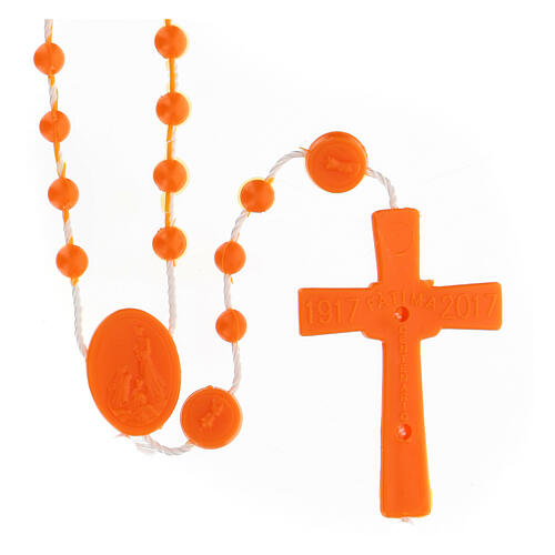 STOCK Fatima rosary with orange beads, nylon, 4 mm 2