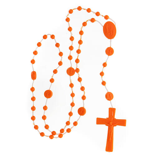 STOCK Fatima rosary with orange beads, nylon, 4 mm 4