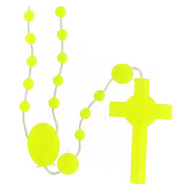 STOCK Saint Benedict's rosary with phosphorescent yellow beads, nylon, 4 mm