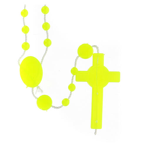 STOCK Saint Benedict's rosary with phosphorescent yellow beads, nylon, 4 mm 2