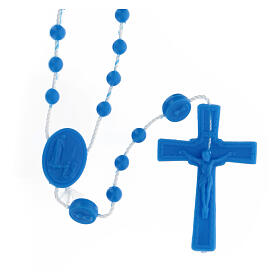 STOCK Rosenkranz, blaue Kunststoffperlen auf Nylonkordel, Gottesmutter von Fatima, 4 mm