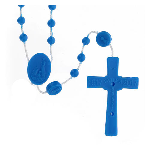STOCK Rosenkranz, blaue Kunststoffperlen auf Nylonkordel, Gottesmutter von Fatima, 4 mm 2