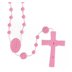 STOCK Cheap Fatima rosary, pink nylon, 4 mm
