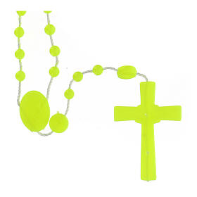 STOCK Cheap Fatima rosary, phosphorescent yellow nylon, 4 mm