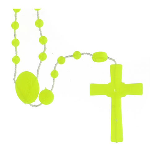 STOCK Cheap Fatima rosary, phosphorescent yellow nylon, 4 mm 2