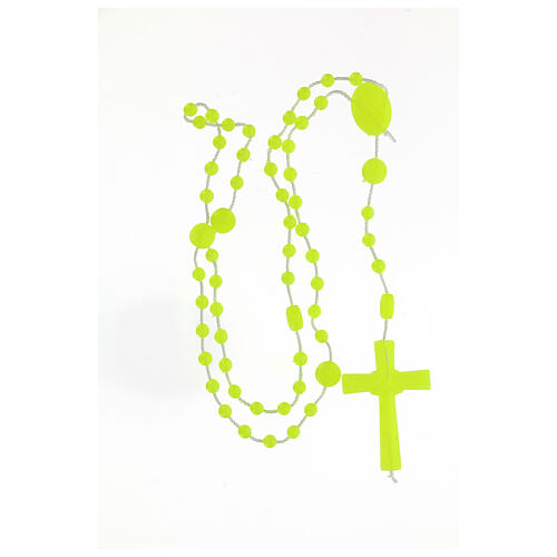 STOCK Cheap Fatima rosary, phosphorescent yellow nylon, 4 mm 4