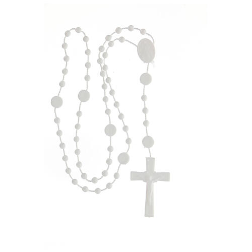 STOCK Cheap Divine Mercy rosary, white nylon, 4 mm 4