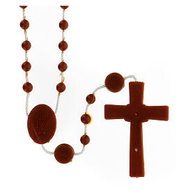 STOCK Cheap rosary, Miraculous Medal, brown nylon 4 mm