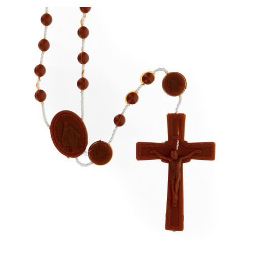 STOCK Cheap rosary, Miraculous Medal, brown nylon 4 mm 1