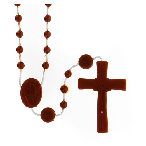 STOCK Cheap rosary, Miraculous Medal, brown nylon 4 mm 2