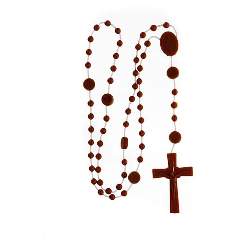 STOCK Cheap rosary, Miraculous Medal, brown nylon 4 mm 4