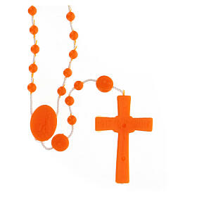 STOCK Rosenkranz, orange Kunststoffperlen auf Nylonkordel, Gottesmutter von Fatima, 4 mm